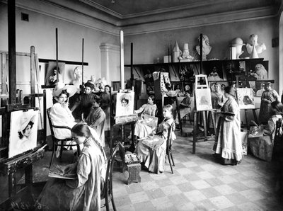 Alunos em aula de pintura, Vladimir Church School, São Petersburgo, 1909 de Karl Karlovich Bulla